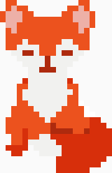 Pixel art red fox colored by number